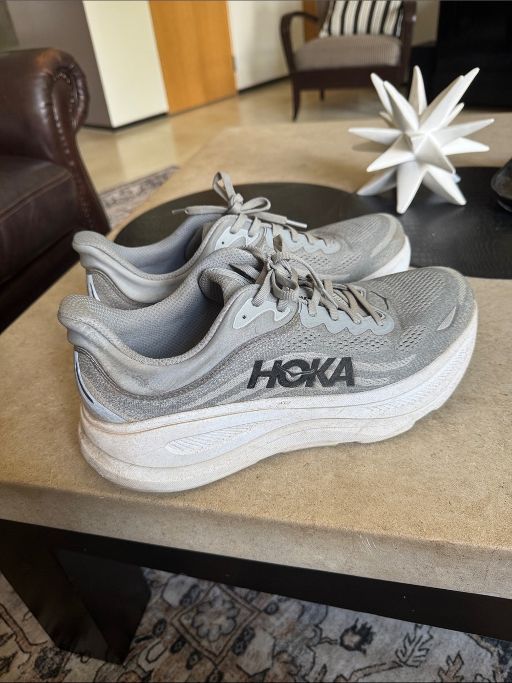 Hoka Men's Gray Cushioned Athletic Running Shoes